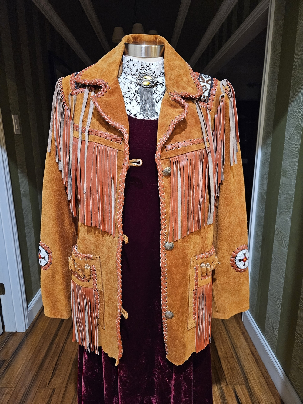 Fringe Suede Western Jacket - Rust Brown - Picture 2 of 5
